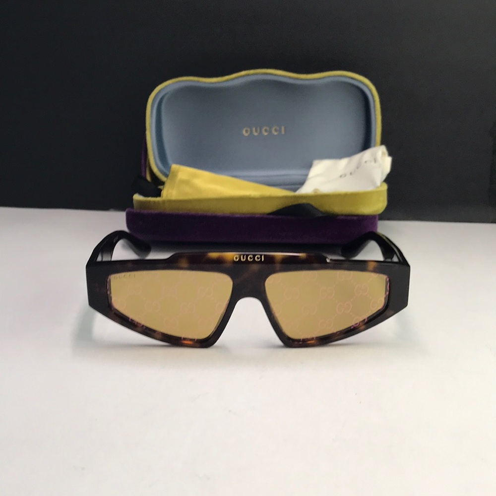 New Authentic Gucci GG1591S 001 Men's Acetate Rectangle Sunglasses with GG Lens